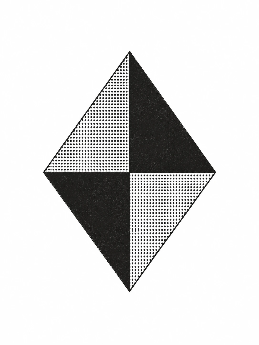 A diamond in four quadrants, two solid and two halftone