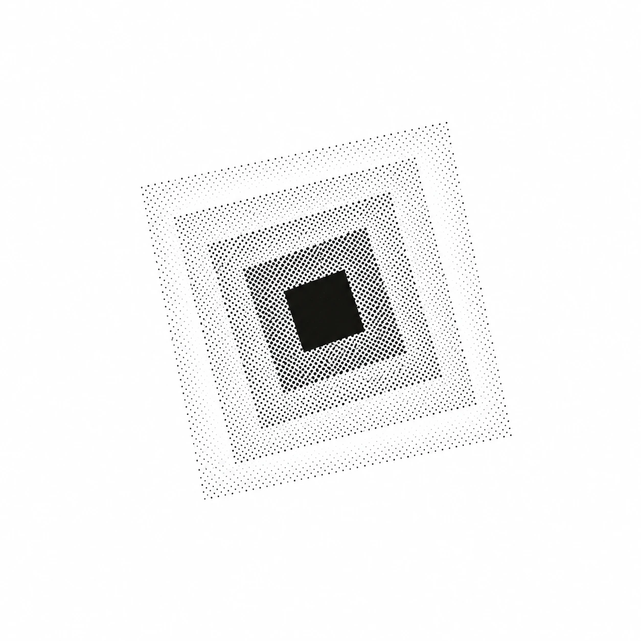 Concentric rotated squares narrowing to a solid centre
